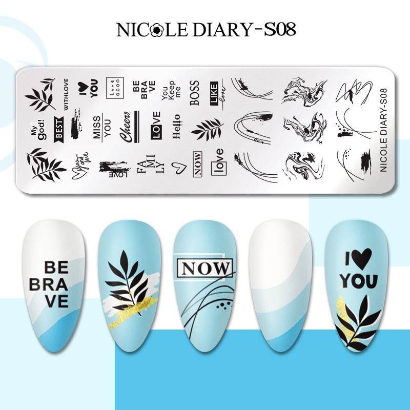 Nail Stamping Plates Leaf Floral Butterfly Line Printing Stencil Nail Stamp