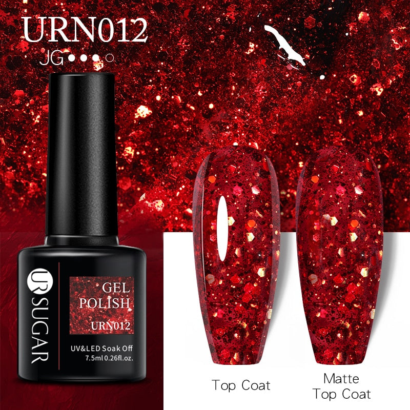 UR SUGAR 7.5ml Thermal Nail Gel Polish Winter Snow Sequins Color Changing Snowflakes Soak Off UV Semi-permanent Nail Art Varnish