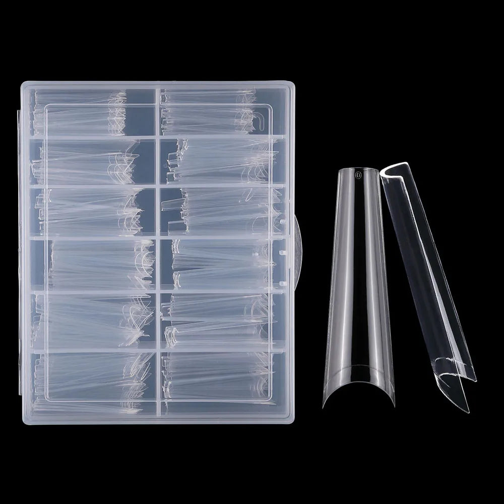 240pcs/Box XXL Extra Long Coffin Nail Tips Half Cover Clear/Natural Fake Nails Press On Acrylic Salon Supply False Nails VI-NC9