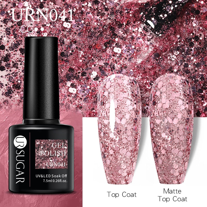 UR SUGAR 7.5ml Thermal Nail Gel Polish Winter Snow Sequins Color Changing Snowflakes Soak Off UV Semi-permanent Nail Art Varnish