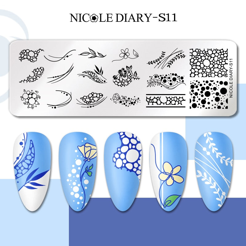 Nail Stamping Plates Leaf Floral Butterfly Line Printing Stencil Nail Stamp