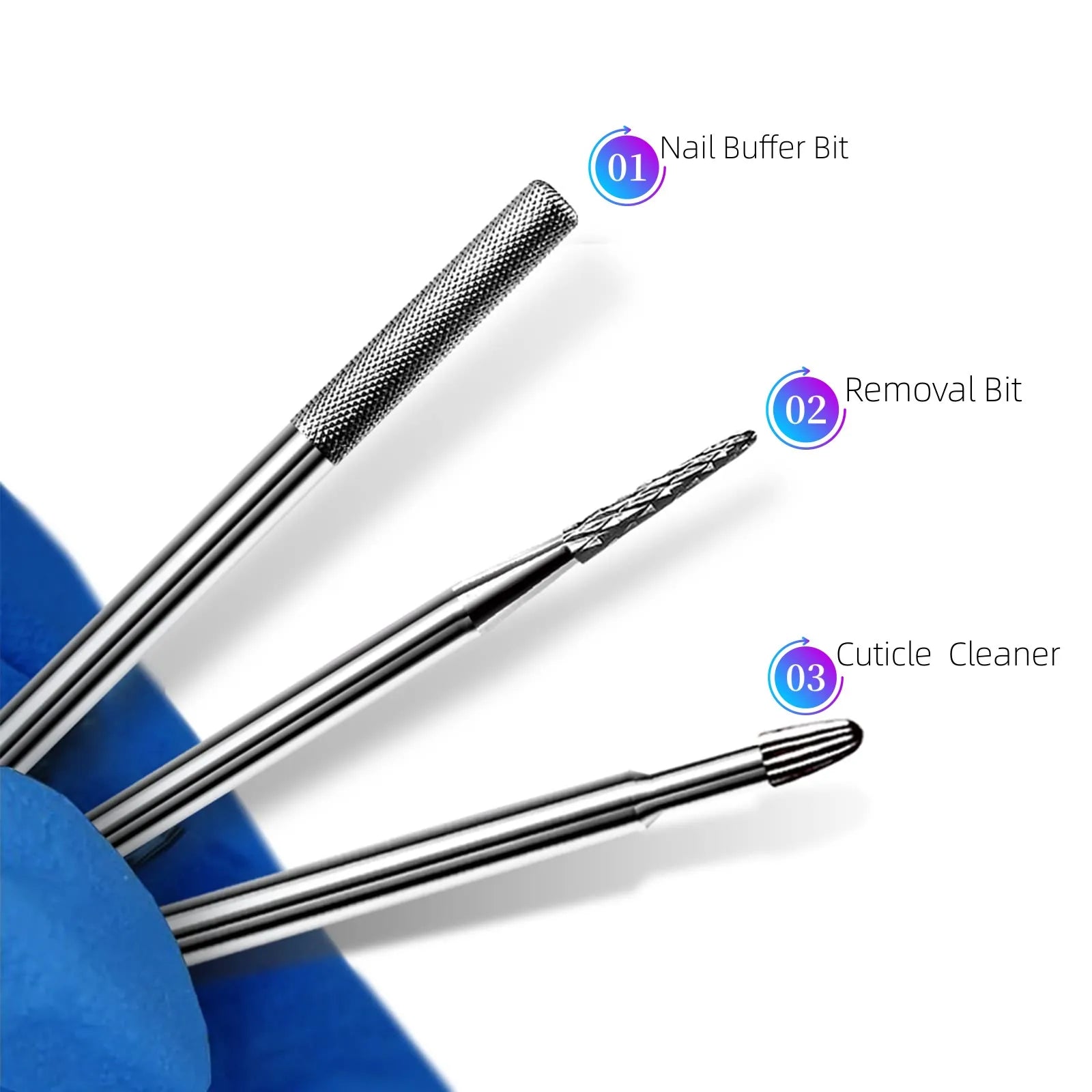 3/32" Nail Buffer Bit Tungsten Cuticle Drill Bit for Nails Under Nail Cleaner E-file Bits Nail Art Supplies for Professionals