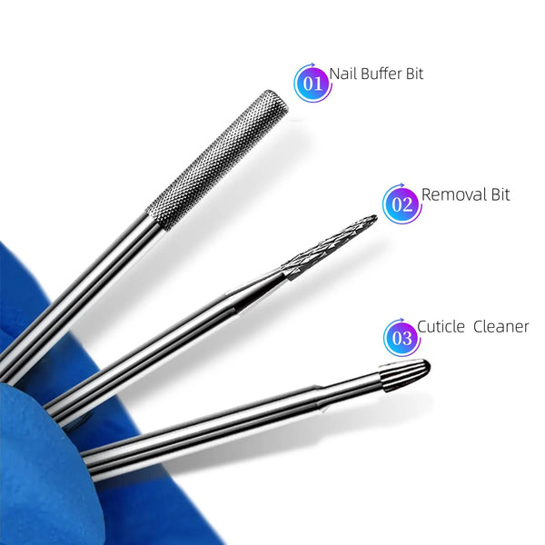 3/32" Nail Buffer Bit Tungsten Cuticle Drill Bit for Nails Under Nail Cleaner E-file Bits Nail Art Supplies for Professionals