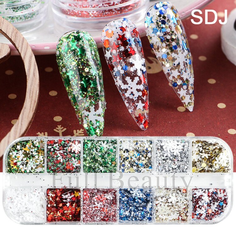 Iridescent Mixed Hexagon Nail Glitter Sequins Holo Flakes Nail Art