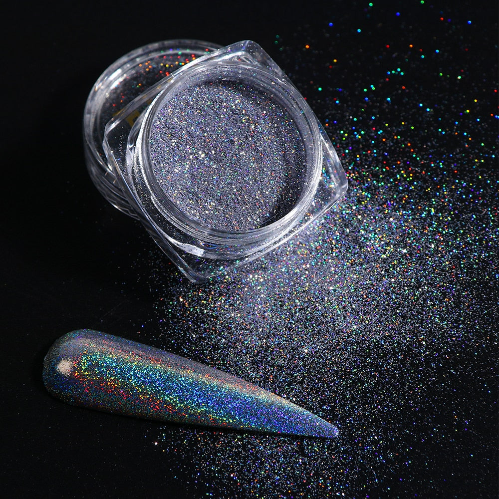 White Chrome Pearl Nail Powder Shimmer Glitter