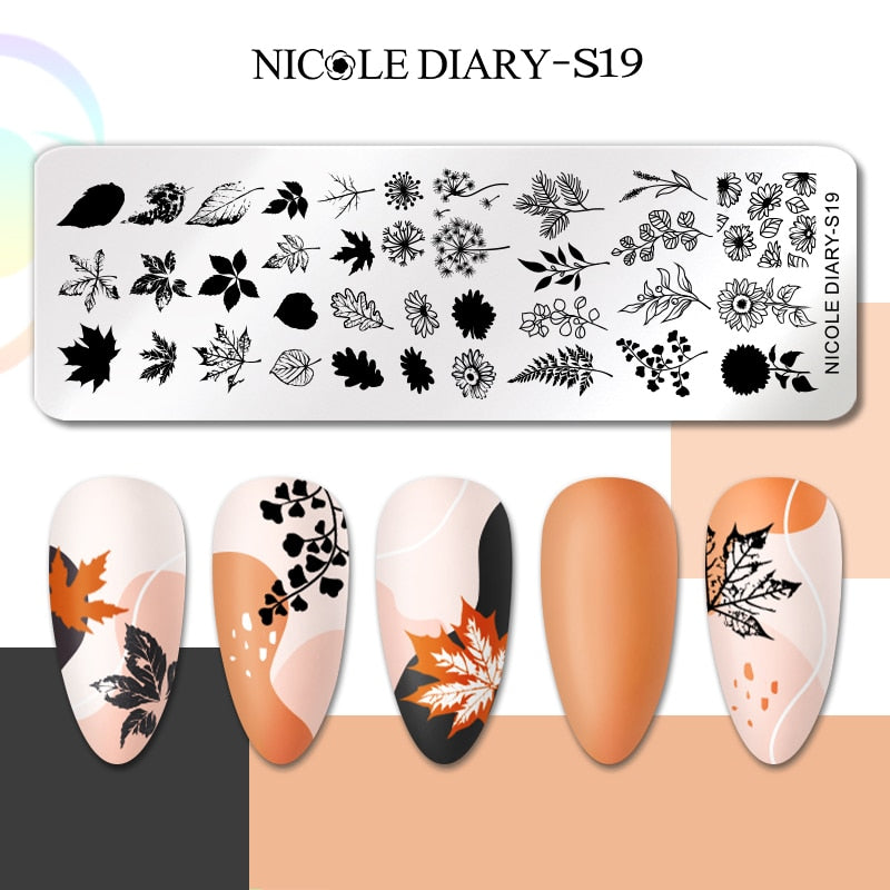 Nail Stamping Plates Leaf Floral Butterfly Line Printing Stencil Nail Stamp