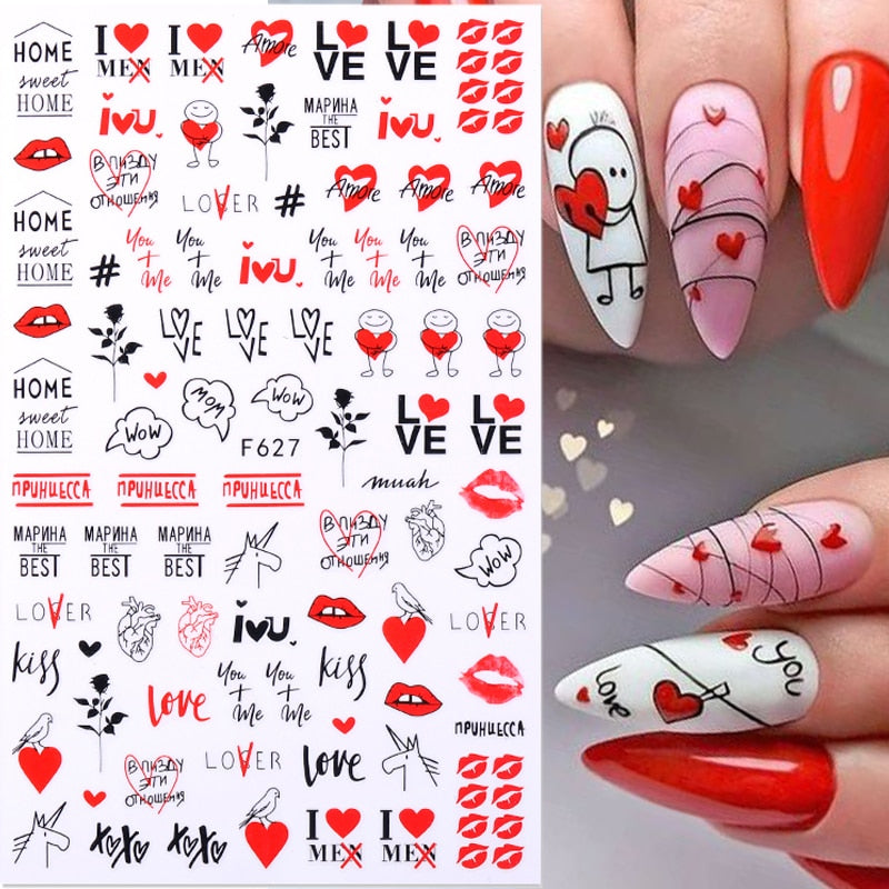 Heart Letter Nail Sticker Nail Art Decoration