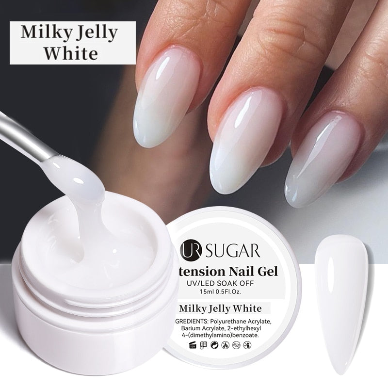 Milky White Clear Pink Color 15ml Jelly Extension Nail Gel Polish