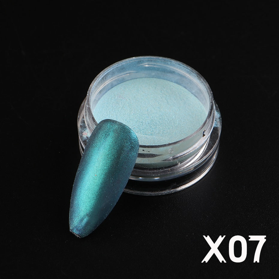 Mirror Nail Powder Pigment Pearl White Rubbing on Nail Art Glitter Dust Chrome Aurora Blue Manicure Holographic Decorations TRZY