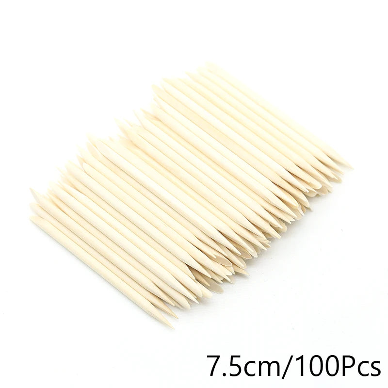 100PCS Cuticle Pusher Remover Nail Art Tools Orange Wood Sticks Rhinestones Picker bead pusher Manicure Pedicure Care supplies