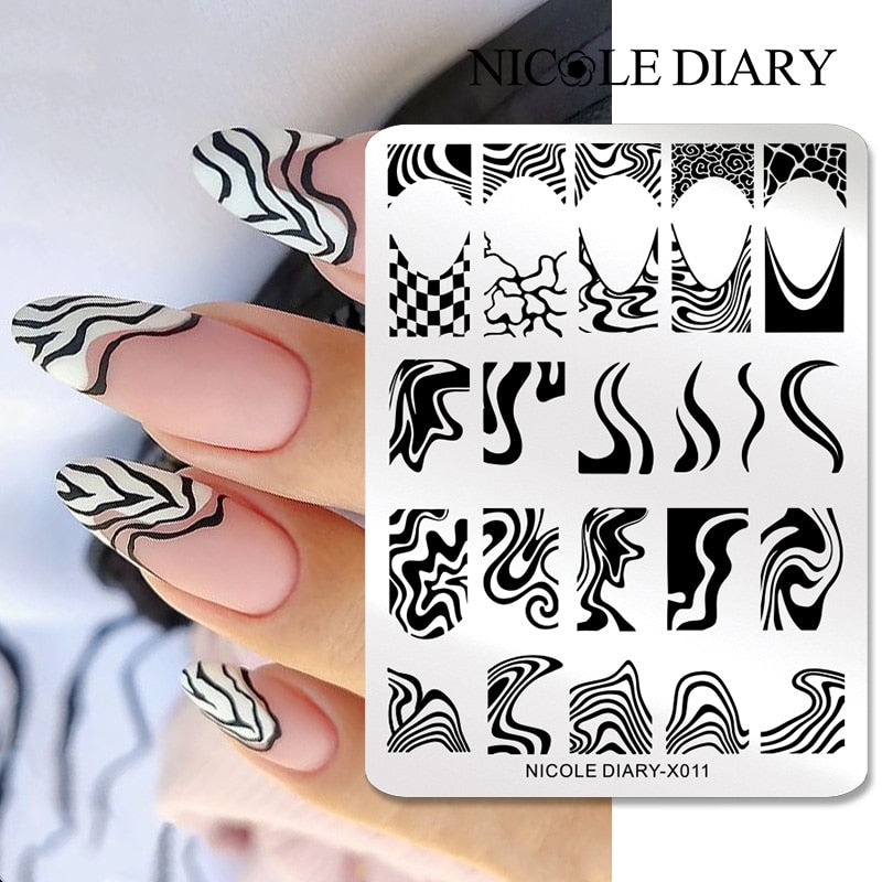 Nail Stamping Plates Leaf Floral Butterfly Line Printing Stencil Nail Stamp