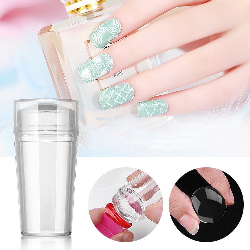 Transparent Nail Stamper with Scraper Nail Art Stamping Tool Set