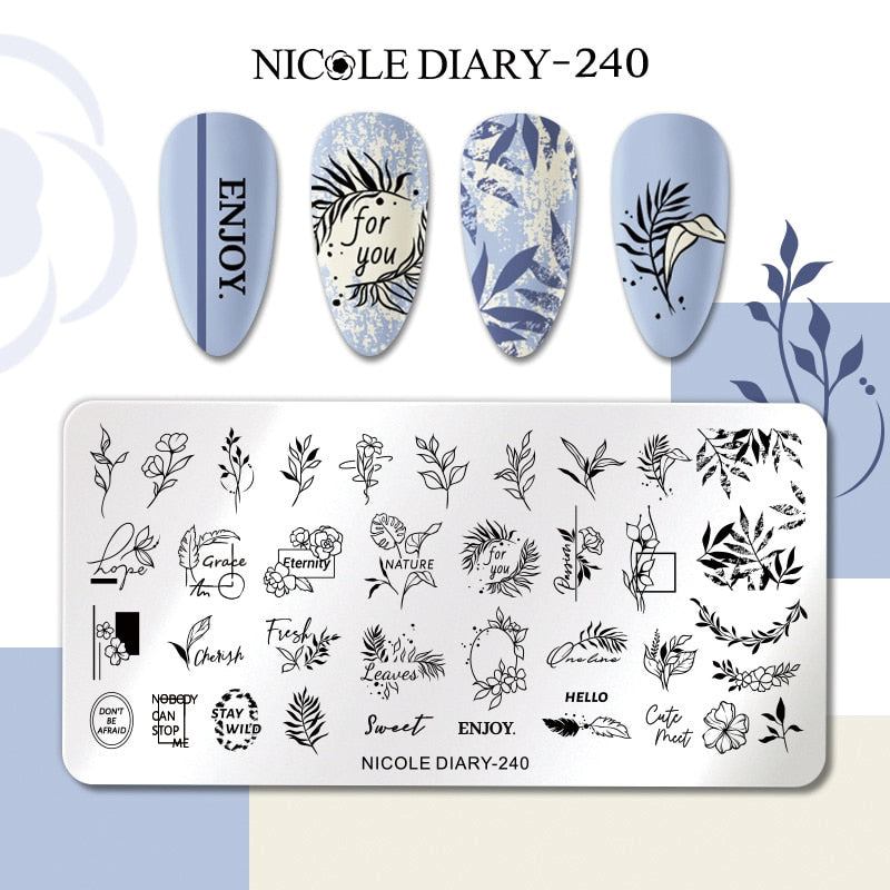 Nail Stamping Plates Leaf Floral Butterfly Line Printing Stencil Nail Stamp