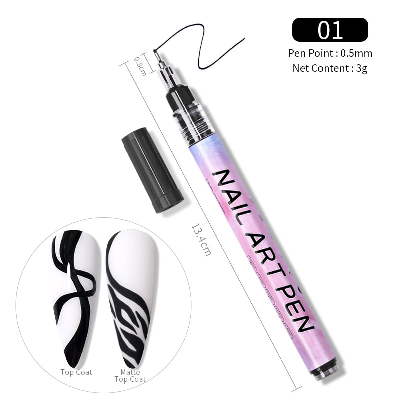 Nail Art Drawing Pencil Plastic Waterproof Painting Liner Brush