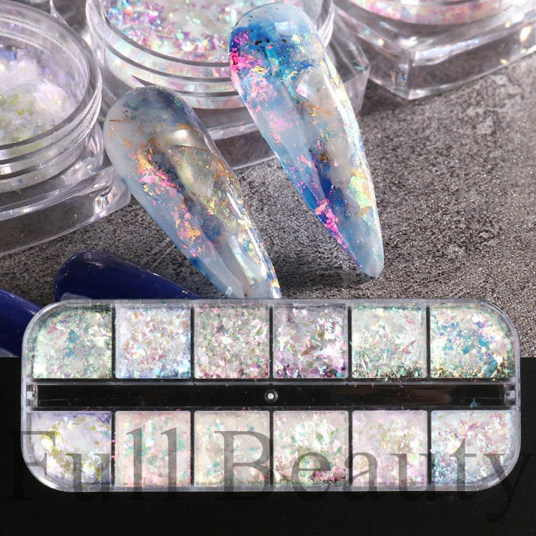 Iridescent Mixed Hexagon Nail Glitter Sequins Holo Flakes Nail Art