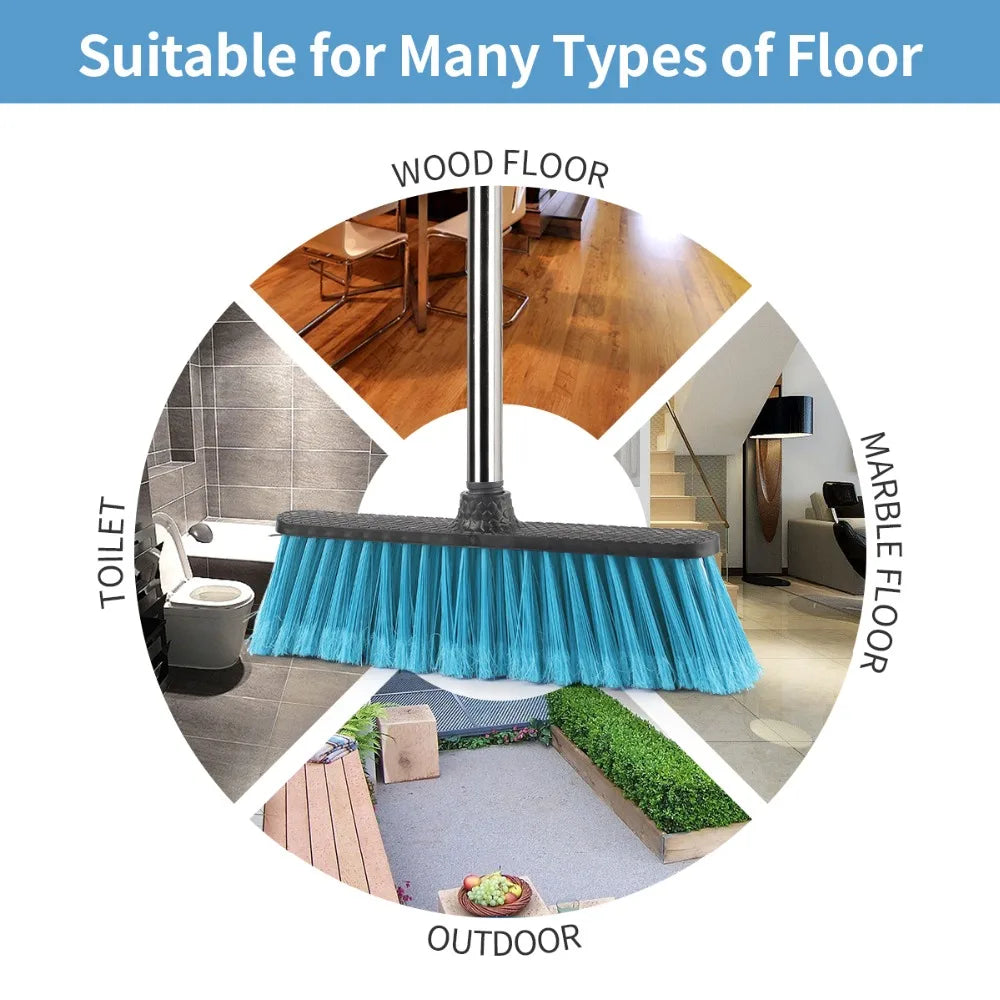 Floor Cleaning Broom with Adjustable Long Handle Stiff Bristle Grout Brooms Scrubber for Cleaning Bathroom, Kitchen,courtyard