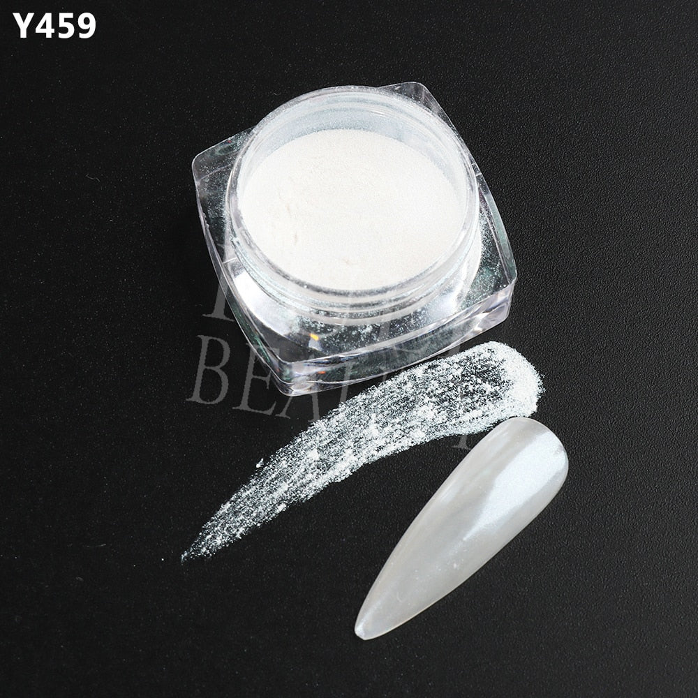 White Chrome Pearl Nail Powder Shimmer Glitter