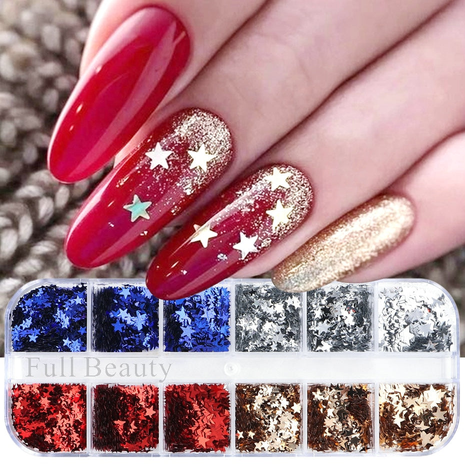 Iridescent Mixed Hexagon Nail Glitter Sequins Holo Flakes Nail Art