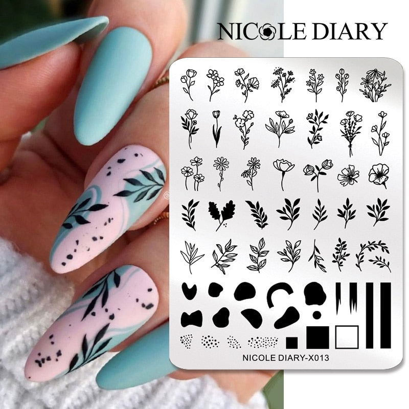 Nail Stamping Plates Leaf Floral Butterfly Line Printing Stencil Nail Stamp