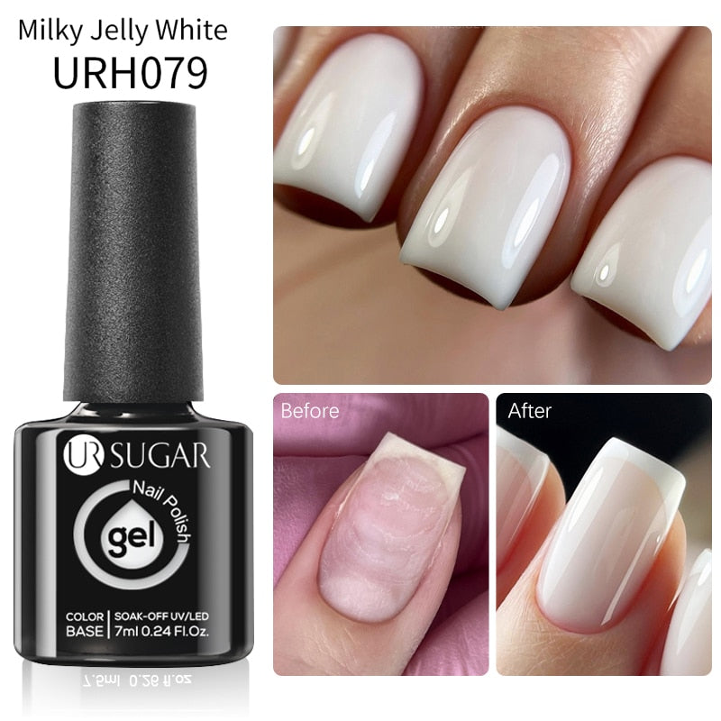 Milky Jelly White Glitter Rubber Base Gel Polish