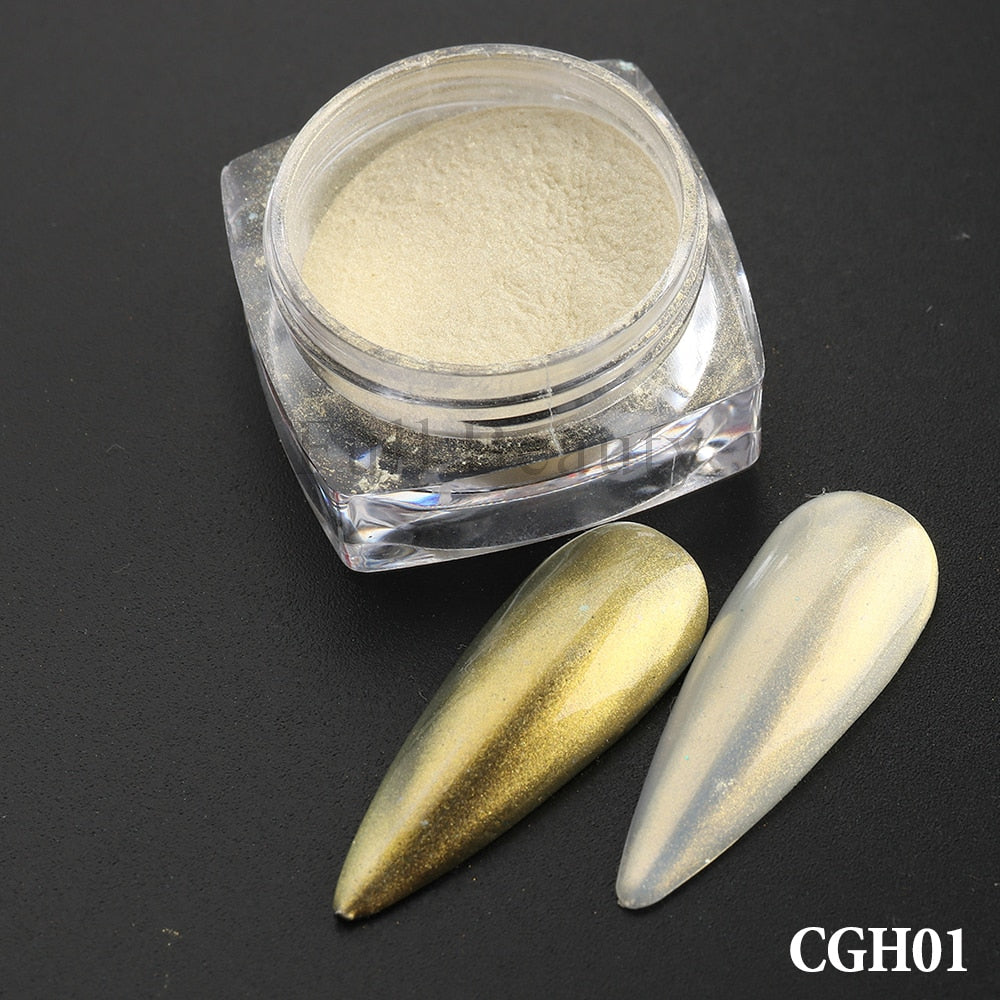 White Chrome Pearl Nail Powder Shimmer Glitter