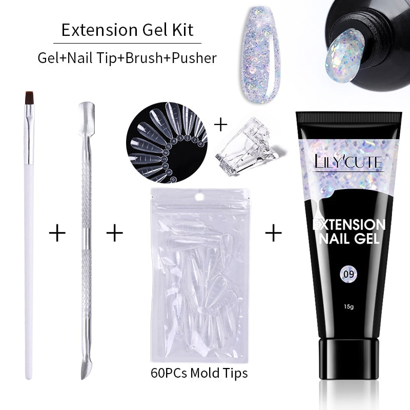 LILYCUTE Nail Extension UV Gel Set