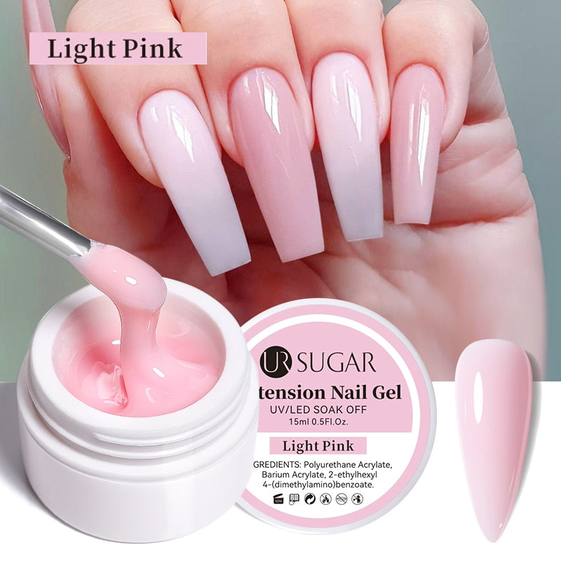 Milky White Clear Pink Color 15ml Jelly Extension Nail Gel Polish