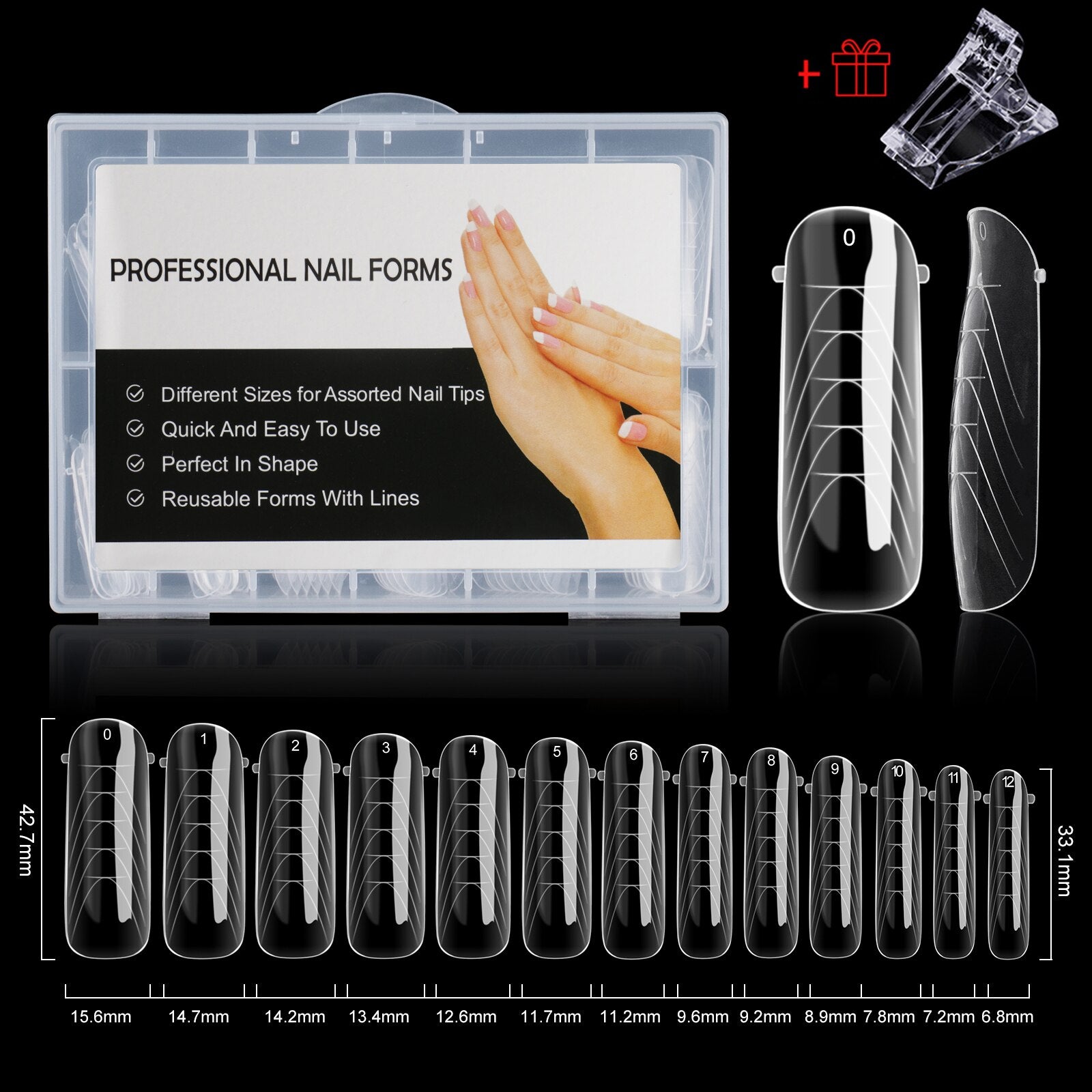 NEW Stiletto Coffin Clear Dual Forms False Tips