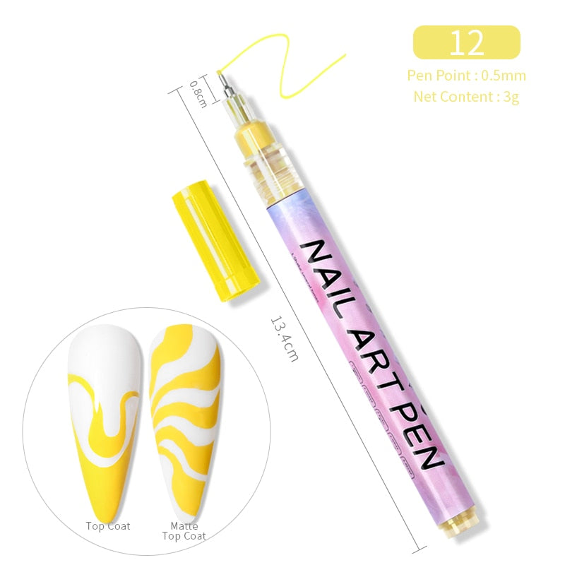 Nail Art Drawing Pencil Plastic Waterproof Painting Liner Brush