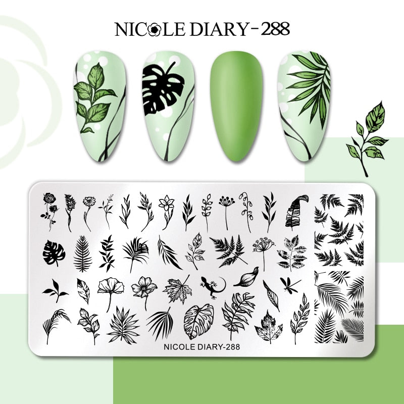 Nail Stamping Plates Leaf Floral Butterfly Line Printing Stencil Nail Stamp