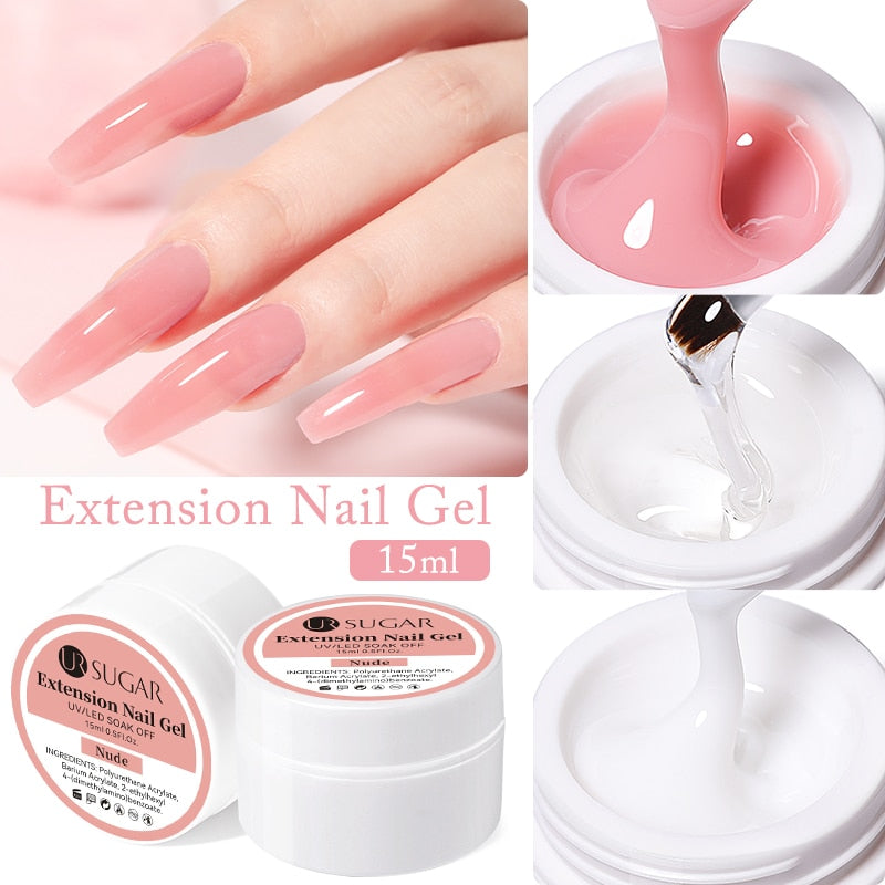 Milky White Clear Pink Color 15ml Jelly Extension Nail Gel Polish