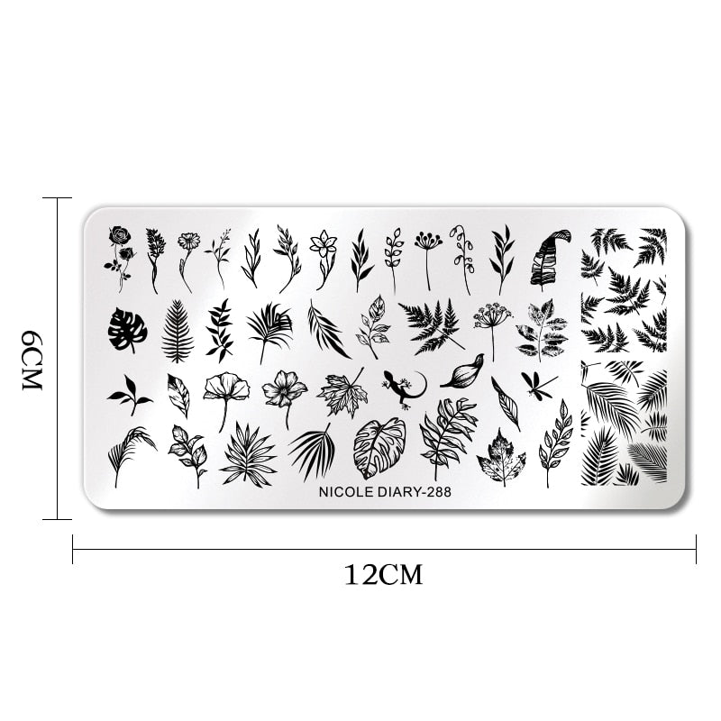 Nail Stamping Plates Leaf Floral Butterfly Line Printing Stencil Nail Stamp