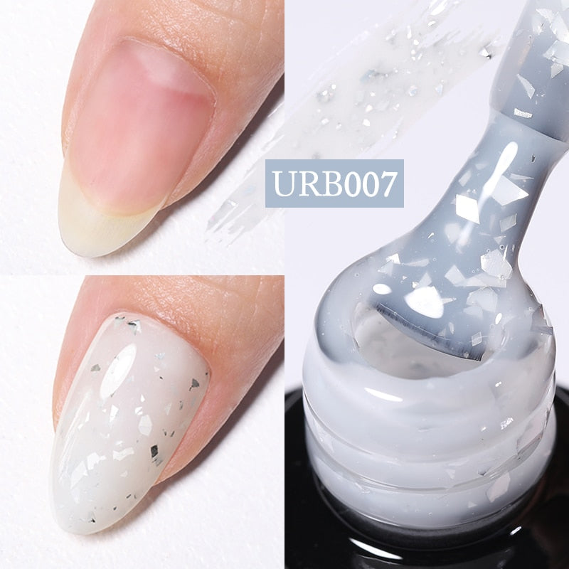 Milky Jelly White Glitter Rubber Base Gel Polish