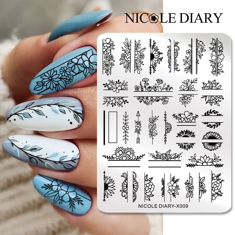 Nail Stamping Plates Leaf Floral Butterfly Line Printing Stencil Nail Stamp