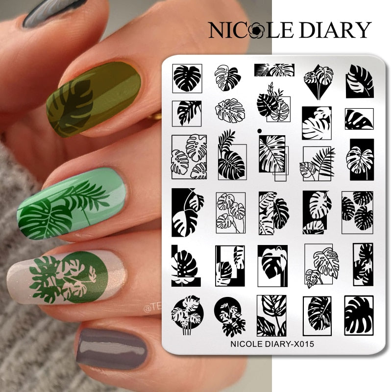 Nail Stamping Plates Leaf Floral Butterfly Line Printing Stencil Nail Stamp