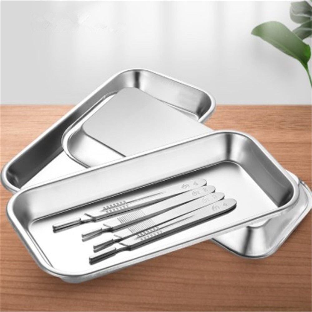 2023 New Stainless Steel Manicure Cosmetic Storage Tray Nail Art Equipment Storage Plate Doctor Dental Tray Nail Art Accessories