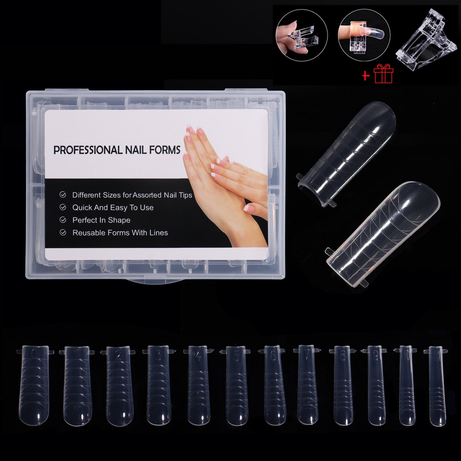 NEW Stiletto Coffin Clear Dual Forms False Tips