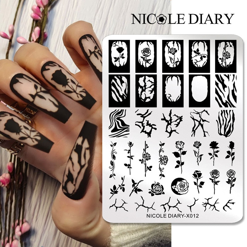 Nail Stamping Plates Leaf Floral Butterfly Line Printing Stencil Nail Stamp