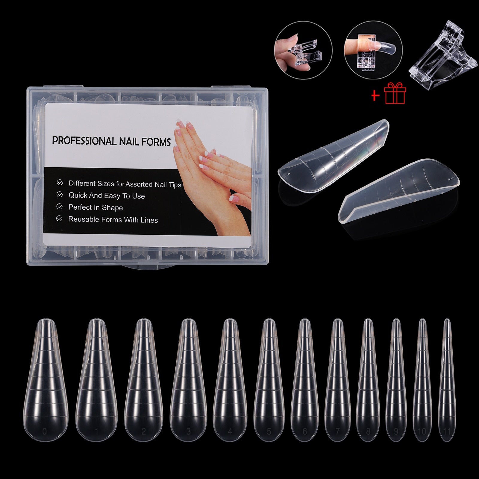 NEW Stiletto Coffin Clear Dual Forms False Tips