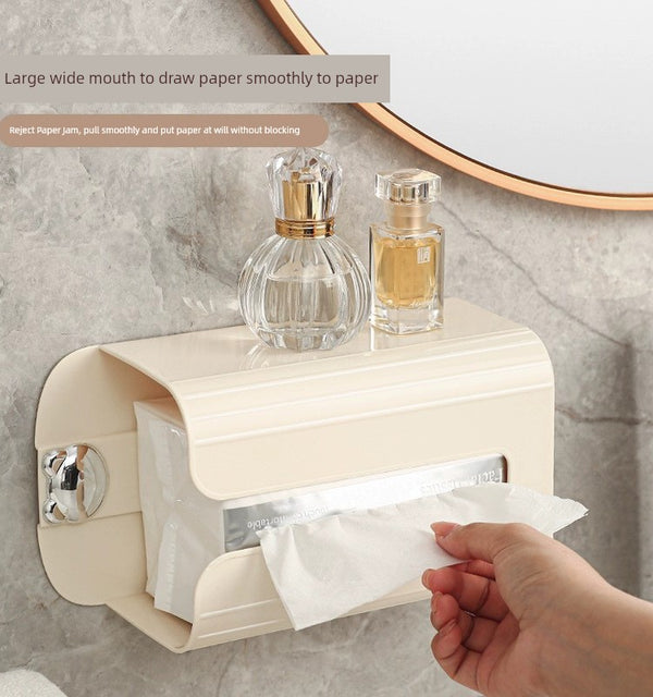 Cream Style Toilet Kitchen Punch-Free Wall-Mounted Face Cloth Storage Box Accessible Luxury Paper Extraction Box Storage Rack