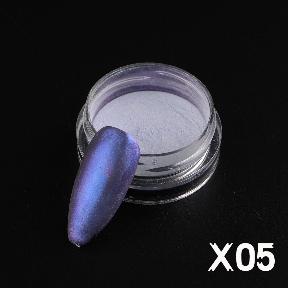 Mirror Nail Powder Pigment Pearl White Rubbing on Nail Art Glitter Dust Chrome Aurora Blue Manicure Holographic Decorations TRZY