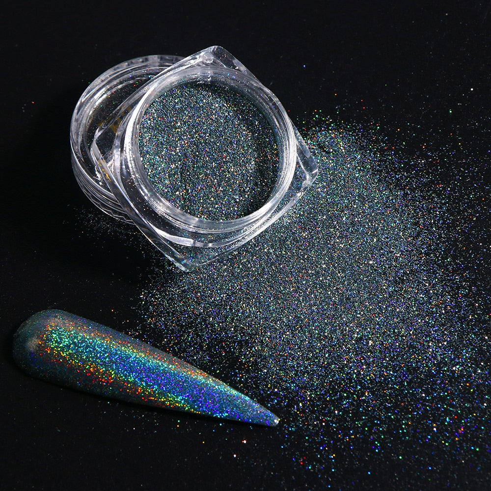 White Chrome Pearl Nail Powder Shimmer Glitter