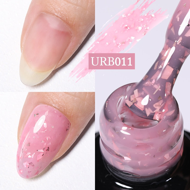 Milky Jelly White Glitter Rubber Base Gel Polish