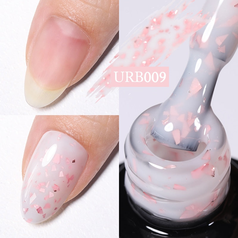 Milky Jelly White Glitter Rubber Base Gel Polish