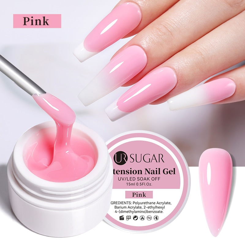 Milky White Clear Pink Color 15ml Jelly Extension Nail Gel Polish