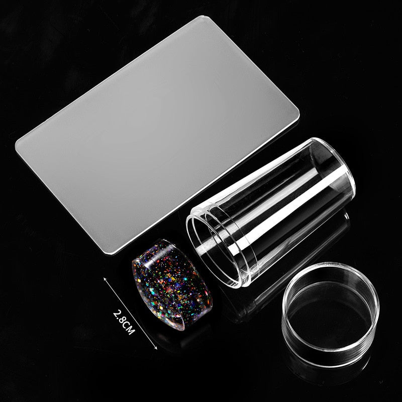 Transparent Nail Stamper with Scraper Nail Art Stamping Tool Set