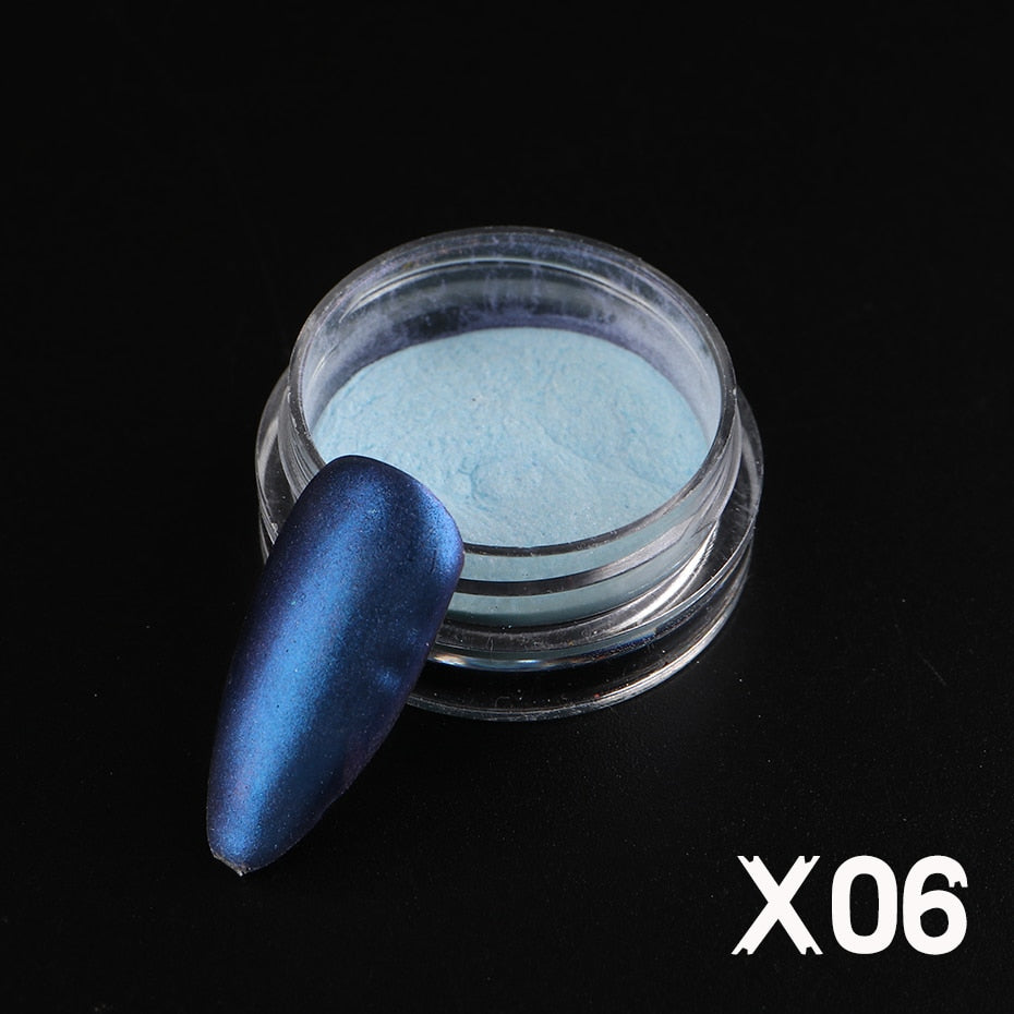 Mirror Nail Powder Pigment Pearl White Rubbing on Nail Art Glitter Dust Chrome Aurora Blue Manicure Holographic Decorations TRZY