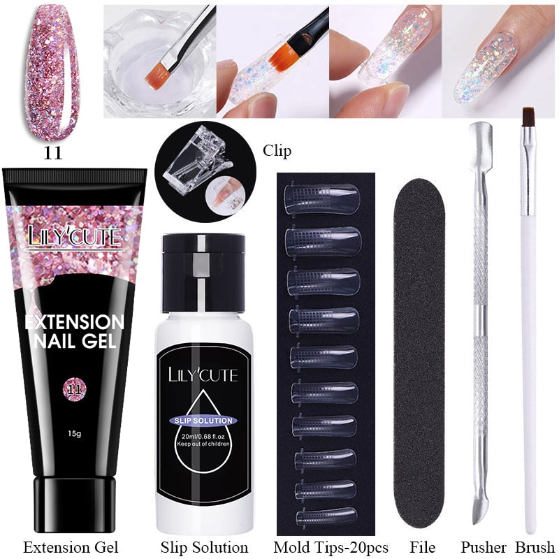 LILYCUTE Nail Extension UV Gel Set