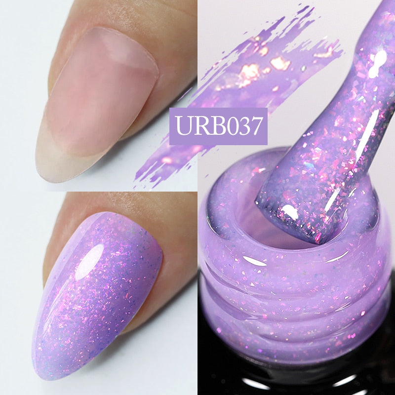 Milky Jelly White Glitter Rubber Base Gel Polish