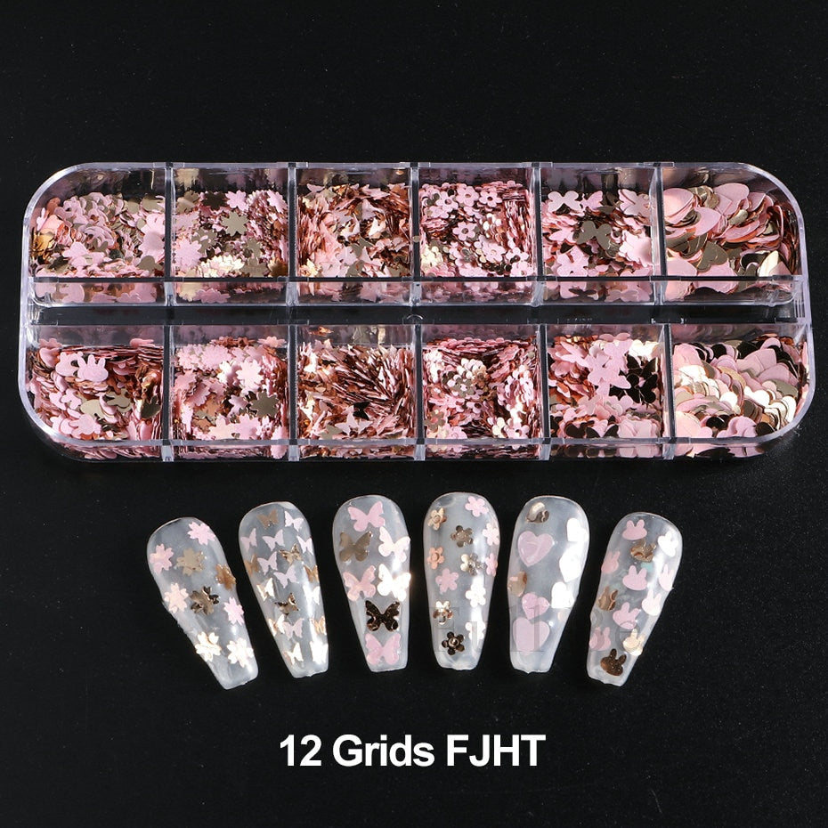 Iridescent Mixed Hexagon Nail Glitter Sequins Holo Flakes Nail Art